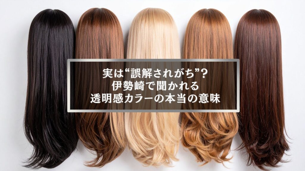 伊勢崎で誤解されがちな透明感カラーの意味を解説する記事用のヘアカラーバリエーション画像
