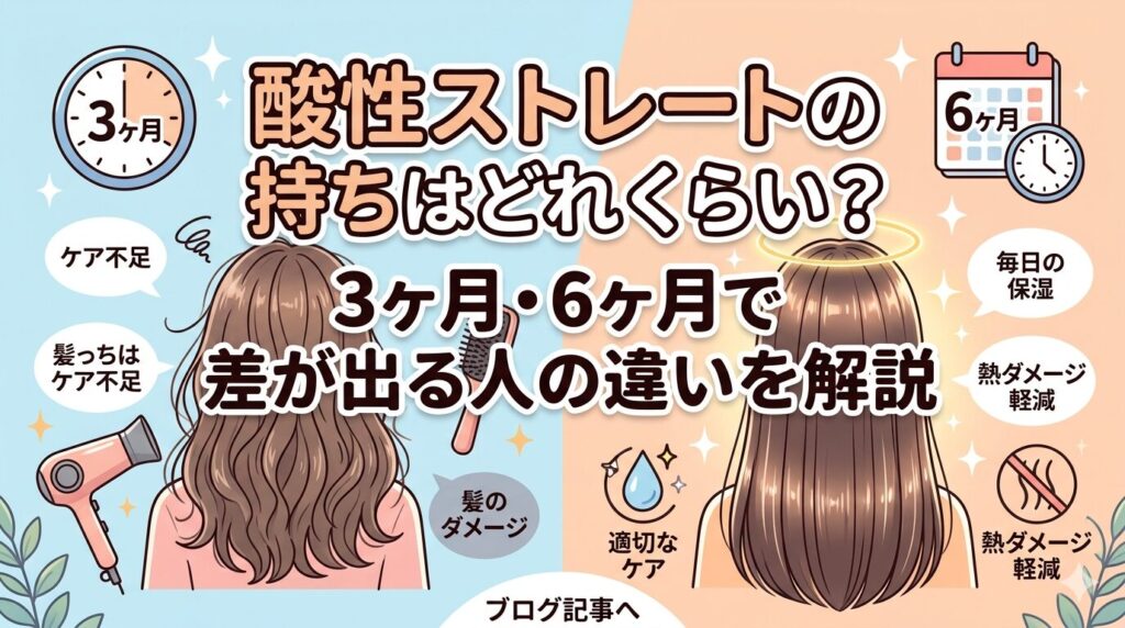 酸性ストレートの持ちはどれくらい？3ヶ月・6ヶ月で差が出る人の違いを解説するアイキャッチ画像