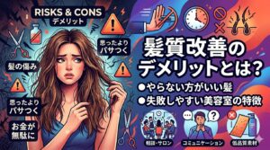 髪質改善のデメリットに悩む女性とやらない方がいい髪・失敗しやすい美容室の注意点