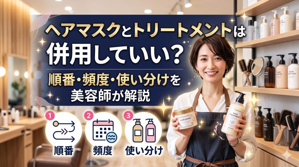 ヘアマスクとトリートメントの併用について、順番・頻度・使い分けを美容師が解説するブログ用アイキャッチ画像