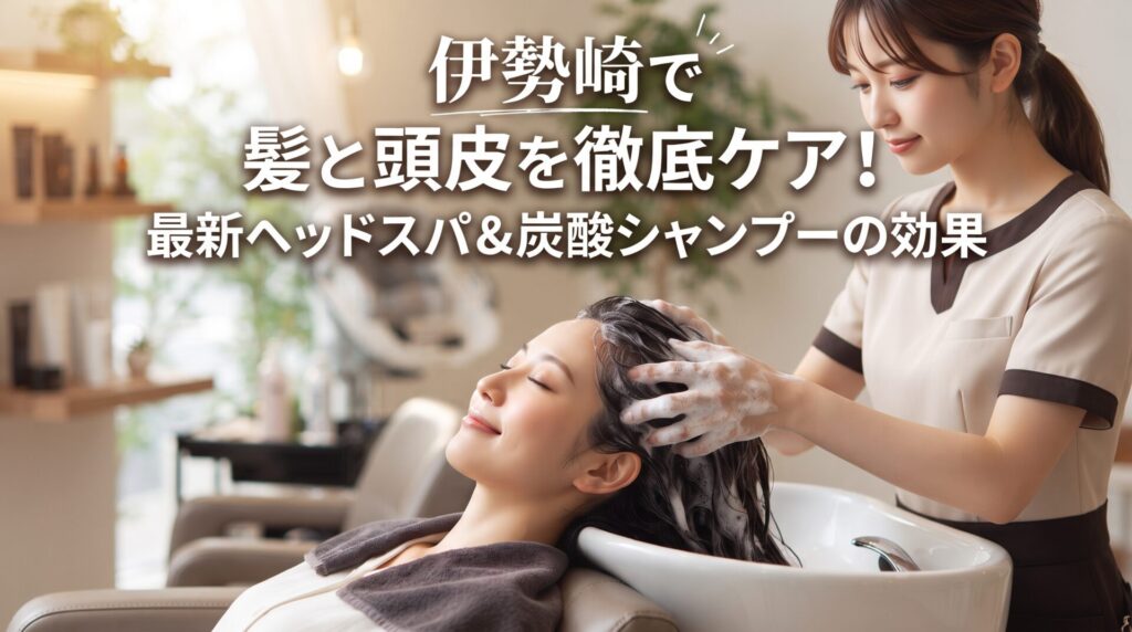 美容室のシャンプー台でヘッドスパを受けリラックスする女性と施術する美容師