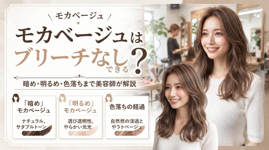 モカベージュはブリーチなしでできるかを暗め・明るめ・色落ちで解説する伊勢崎の美容室ONLY.の画像