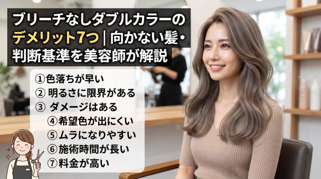 ブリーチなしダブルカラーのデメリット7つと向かない髪・判断基準を解説する伊勢崎の美容室ONLY.の画像