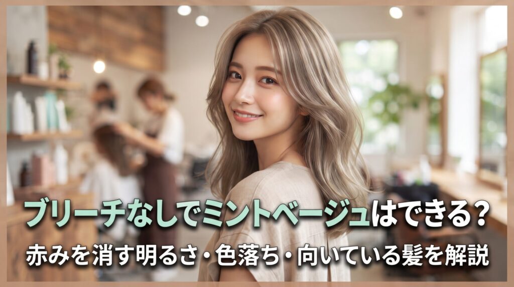 ブリーチなしのミントベージュの可否や赤みの消し方・色落ちを美容師が解説する伊勢崎の美容室ONLY.