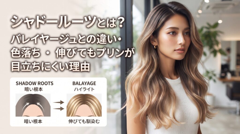 シャドールーツとバレイヤージュの違いや、伸びてもプリンが目立ちにくい仕組みを図解する伊勢崎の美容室ONLY.