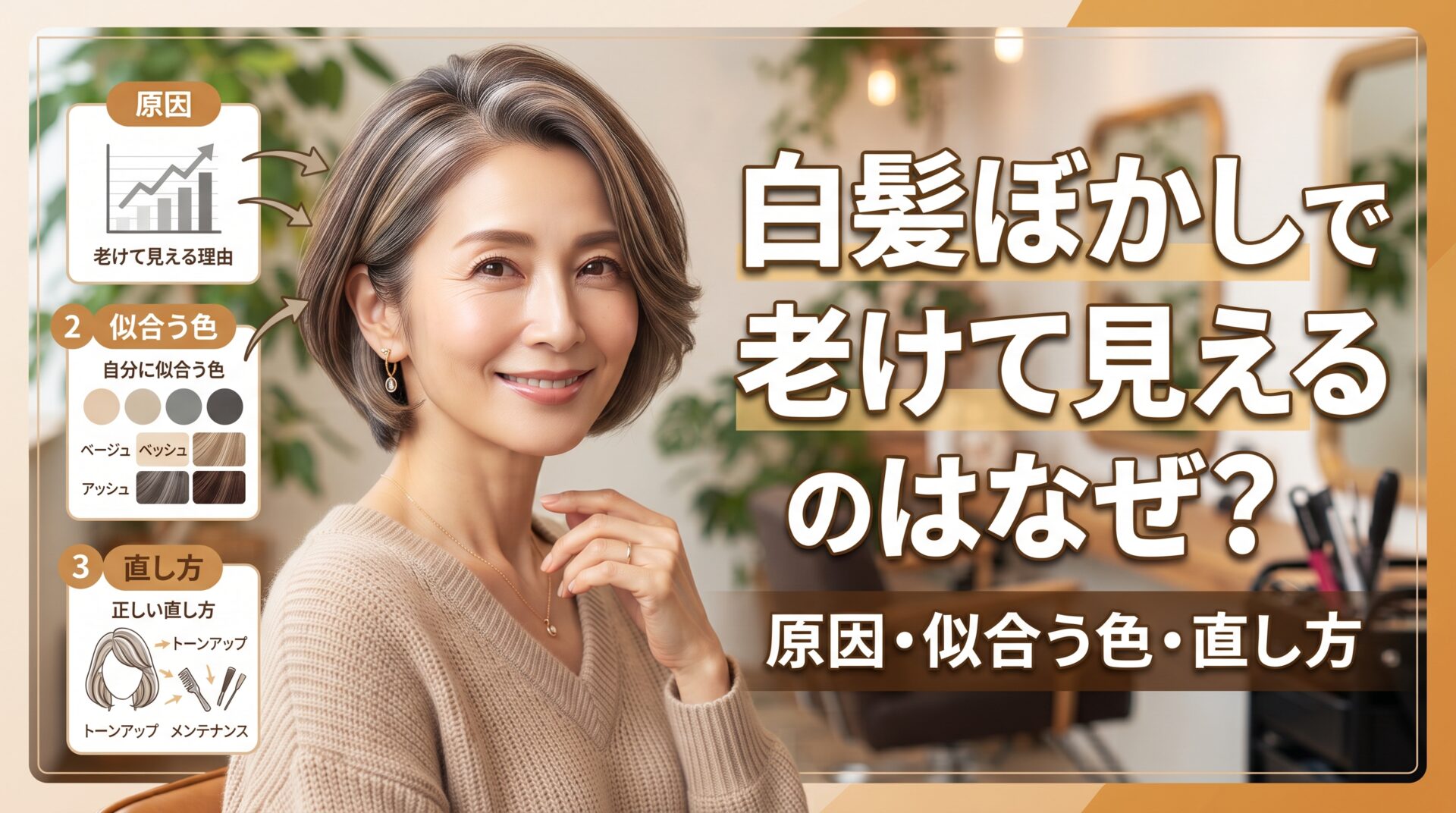 白髪ぼかしで老けて見える原因を解説｜繊細なハイライトの女性ヘア