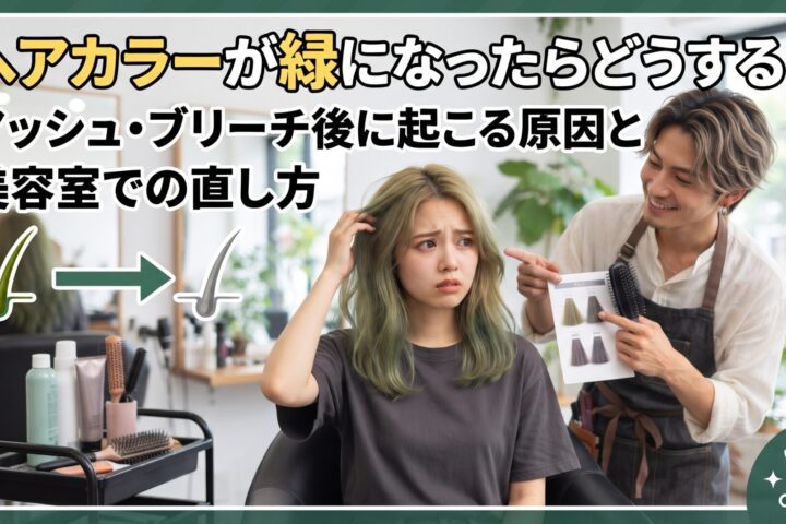ヘアカラーが緑になった時の直し方を解説｜色補正を相談するサロンの様子