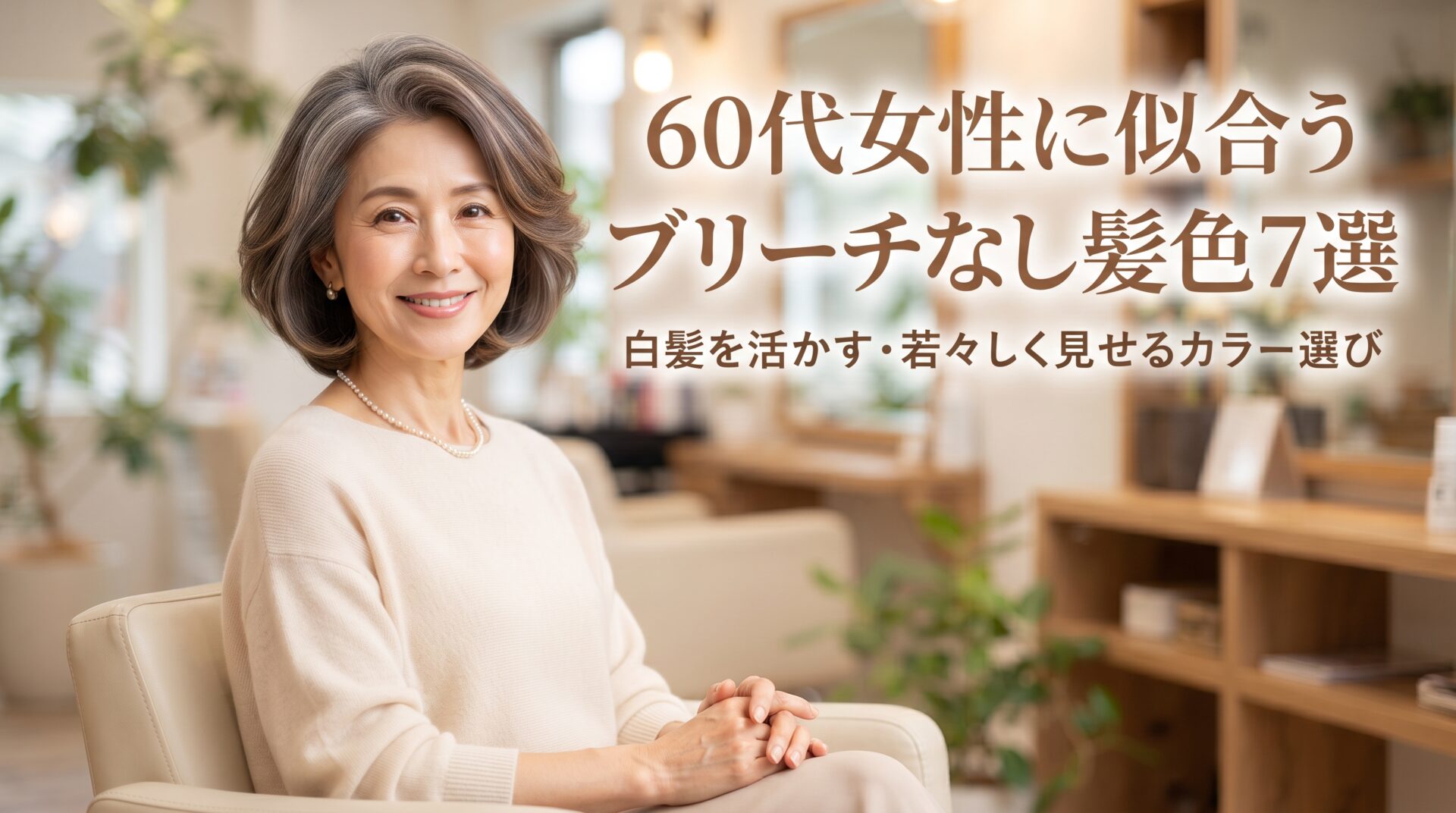 白髪を活かし若々しく見せる60代女性に似合うブリーチなし髪色7選を解説する伊勢崎の美容室ONLY.の画像