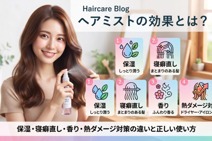保湿・寝癖直し・香り・熱ダメージ対策などヘアミストの効果と使い方を解説する伊勢崎の美容室ONLY.の画像