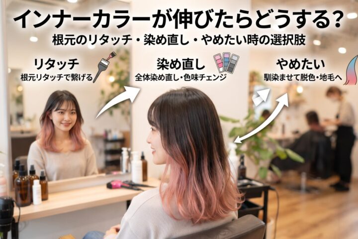 インナーカラーが伸びた時の対処を解説｜デザインカラーの女性