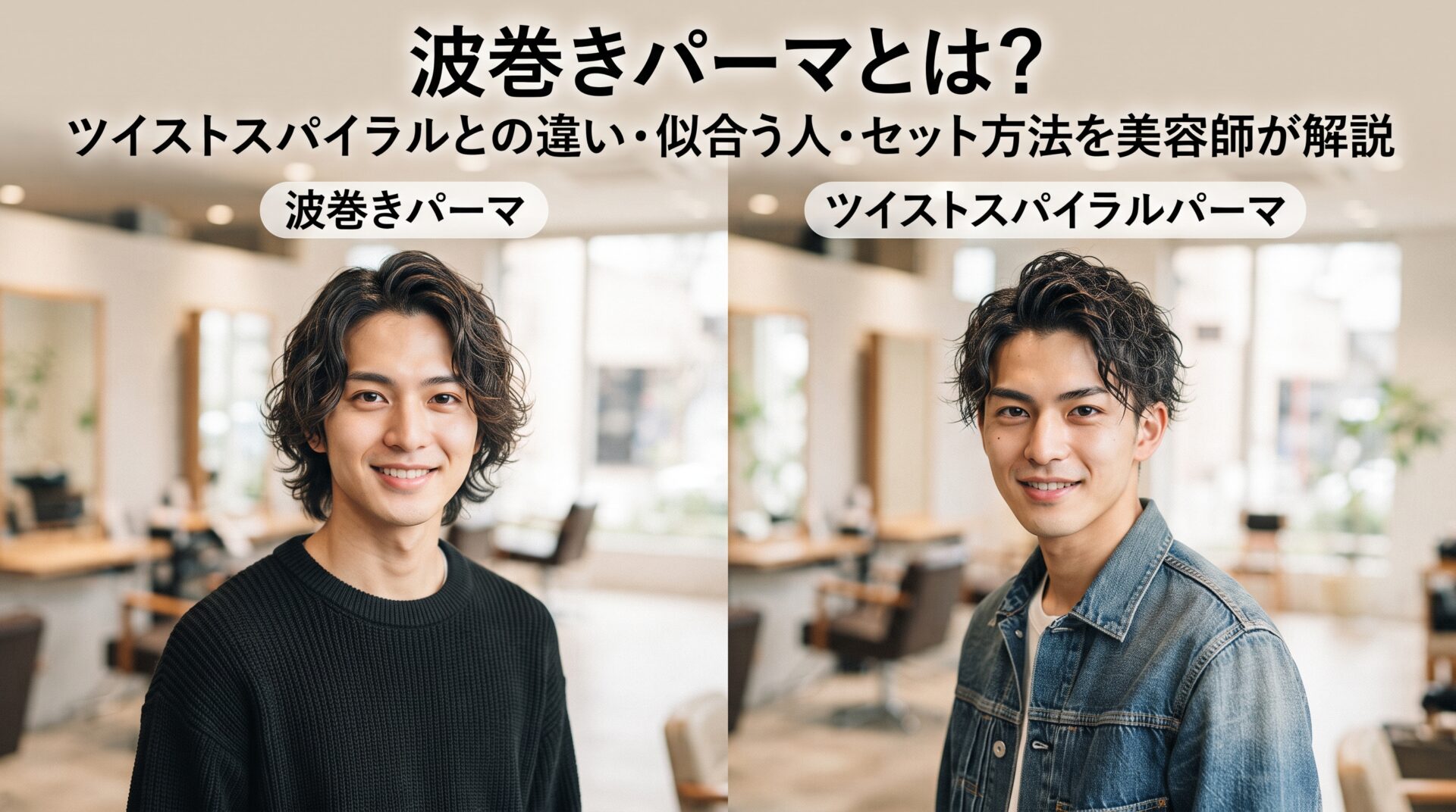 波巻きパーマとツイストスパイラルパーマの違い・似合う人・セット方法を比較する伊勢崎の美容室ONLY.の画像